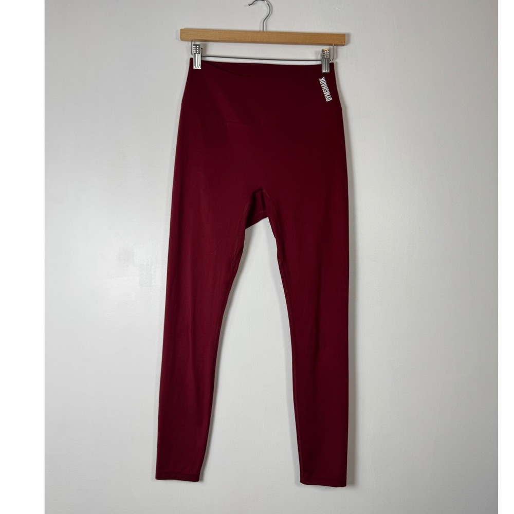 Athletic Gymshark Womens Medium Leggings Burgundy High Waisted Training Pants